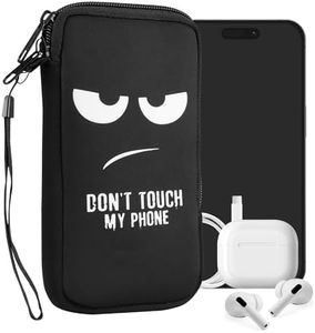 kwmobile Neoprene Sleeve for Smartphone Size XL - 6.7/6.8" - Shock Absorbing Pouch Case - Protective Phone Bag - Don't Touch My Phone White/Black