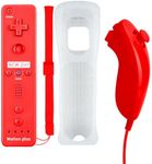 QUMOX Wii Nunchuck Remote Controller with Motion Plus Compatible with Wii and Wii U Console | Wii Remote Controller with Shock Function (Red)