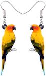 WEVENI Acrylic Australian Parrot Earrings Red Bird Dangle Drop Jewelry For Women Girls Nice Gift (Orange)