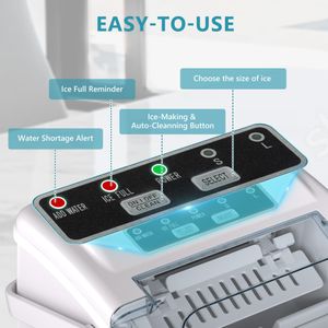 EUHOMY Countertop Ice Maker – Compact White Ice Machine