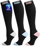 SB SOX 3-Pair Compression Socks, 15-20mmHg (L/XL, 05 – Multi-color)