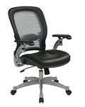 Office Star Air Grid Back Leather Chair With Platinum Finish Metal Base - 3680