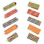 NATURALABEL 500 Assorted Flat Coin Wrappers, 100 Each of Quarters, Dollars, Dimes, Nickels, Pennies, Coin Striped Kraft Packing