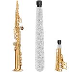 Split Soprano Saxophone Cleaning Swab, Soprano Sax Pad Saver Brush Cleaner, Ultra Absorbent Cotton Sax Cleaning & Care Kit, Suitable for Split Soprano Sax, Length 20.5''