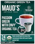 Maud's Organic Green Tea Passion (Passion Green With Envy Tea), 24ct. Solar Energy Produced Recyclable Single Serve Organic Green Tea Pods – 100% Organic Green Tea California Blended, KCup Compatible