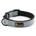 Plutus Pet Tactical Dog Collar, Reflective, Adjustable Heavy Duty Dog Collar, Soft Padded and Comfortable, for Small Medium and Large Dogs (Gray, L)