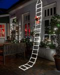 NEXVIN 9.9Ft Christmas Ladder Lights with Santa Claus - 338 LED Christmas Lights, 8 Modes, Timer Memory Function, Mains Powered, Indoor Outdoor Garden Xmas Tree Christmas Decorations (White)