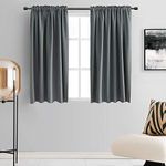 DONREN Medium Grey Curtain Panels for Living Room - Blackout Thermal Insulated Room Darkening Rod Pocket Drapes for Kitchen (42 by 45 Inch,2 Panels)