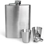 kilofly Stainless Steel 8 oz Flask + Funnel + 2 Shot Glasses Set, with Gift Box