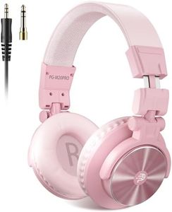 PUPGSIS Wired Hi-Res Studio Monitor Headphones - 50mm Drivers Over-Ear with 1/4 to 3.5mm Jack, for AMP Recording, Mixing, DJ, Gaming & Music Production(Pink)