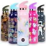 Fringoo - Unicorn Sky Water Bottle with Straw- Tall BPA Free Water Bottles - Insulated Water Bottle - Stainless Steel Water Bottle - Kids Water Bottles - Reusable Water Bottle - 600 ml