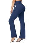 ALONG FIT Flared Leggings-for-Women Bootcut Yoga Pants with Pockets High Waisted Tummy Control 30"