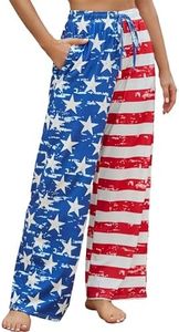 Crexomi Womens Comfy Lounge Pants Loose Yoga Pants Drawstring Soft Casual Pajama Pants with Pockets Regular and Plus Size, American Flag, X-Large