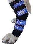 Paw Empire - Pair of Dog Leg Braces, Ultra Supportive, Comfortable, Dual Metal Springs, Hind Leg Wraps, Canine Hock Brace for Joint Arthritis, Assists Injury & Sprains (Dark Blue Stars, Large)