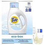 Tide Free and Gentle Eco-Box Laundry Detergent Liquid Soap, Ultra Concentrated HE, 96 Loads, 3.1L - Unscented and Hypoallergenic for Sensitive Skin, Free and Clear of Dyes and Perfumes