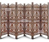 TRADITIONAL CRAFT Wooden Living Room Partition with Two Panels, Wooden Room Divider with Six Panels, Wooden Divider for Household, Office, Bedroom, Pooja Room, and Restaurant (Brown)