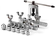 Flexzion Flaring & Swaging Tool Kit 45 Degree Tubing 1/8 to 3/4 inch for Soft Copper Tube Extrusion Type Water Gas Line Automotive Plumbing 14 Pieces Cone with Portable Carring Case