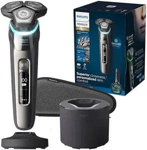 Philips Norelco Shaver Series 9000, Wet and Dry Electric Shaver, with Lift & Cut Shaving System and SenseIQ Technology, Pop-up Trimmer, Cleaning Pod, Charging Stand and Travel Case, Model S9987/85