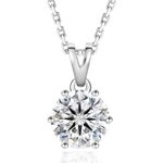 KRKC&CO Moissanite Solitaire Necklace for Women, Diamond Pendant S925 Sterling Silver Lab Created, White Gold Plated 2ct, GRA Certificate Hypoallergenic Jewelry for Her(2.0ct-6Prong)