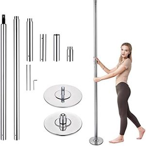 AW Portable 9.25FT Dance Pole Kit 45mm Removable Dancing Pole Professional Static Spinning Pole Dancing Pole for Home Party Pub Exercise, Max Load 1102 Lbs, Silver