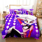 Hazbin Hotel Bedding Sets with Pillowcases Charlie Morningstar Angel Dust 3D Anime Bed Linen, Bedding Double Duvet Cover Set for Bedroom Dormitory