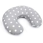 Breast Feeding Pillow Nursing Maternity Pregnancy Baby Cushion and Removable Cotton Cover (Dots grey)