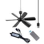 bestmoument 17.7-inch Portable USB Hanging Fan with 6 Blades, Indoor/Outdoor Use for RV, Camping, and Canopy, Quiet Operation (with remote control)