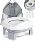 DEANIC 2-in-1 Foldable Travel Potty, Portable Toddler Potty for Toddlers 1-4 Years Boys and Girls, Baby Potty Kids Travel with 60pcs Potty Bags Outdoor Use, Potty Training Toilet Seat Camping Park, Grey