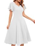 HomRain Women Formal Cocktail Dress Wedding Guest White Dress Summer Short Sleeve for Women,White 2XL