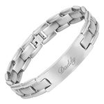 Willis Judd DAD Titanium Bracelet Engraved Love You Daddy Adjusting Tool & Gift Box Included, 8.5 inch, Stainless Steel