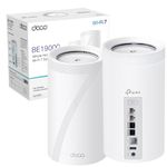 TP-Link Deco BE85 Tri-Band Whole Home Mesh WiFi 7 System, Quad-Core CPU WiFi Mesh System, Connects up to 200 Devices, 320 MHz Channels, 4K-QAM WiFi 7 Tech, 10 Gbps WAN/LAN Ports Mesh System, Pack of 2