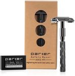 Parker 22R - Long Handle Butterfly Open Double Edge Safety Razor & 5 Parker DE Blades