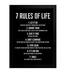 Interio Crafts 7 Rule of Life Motivational Wall Frame Poster, Synthetic Wood, Size 12"X8" Inches (Black)