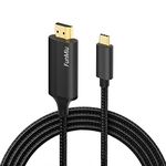 USB C to HDMI Cable 10ft, [4K, High-Speed] USB Type C to HDMI Cable for Home Office, [Thunderbolt 3/4 Compatible] for MacBook Pro/Air 2020, iPad Air 4, iPad Pro 2021, iMac, S21, XPS 17-Black 10ft