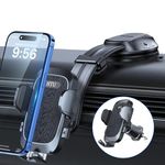 HTU【Upgraded Strongest Suction Car Phone Holder【Bendable Arm, Never Block View】 Rotatable Cellphone Mount for Dashboard Windshield Vent,Cradle Stand for iPhone 16 15 14 13 12 Pro Max Android, Black