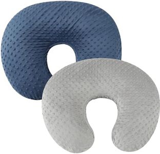 Minky Nursing Pillow Cover Set 2 Pack Nursing Pillow Slipcovers, Ultra Soft Compatible with Boppy Pillow,Standard Pillow for Baby Boy Girl Grey Navy