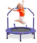 36'' Kids Trampoline Mini Foldable Fitness Trampoline with Adjustable Foam Handrail and Safety Padded Protective Cover Exercise Bungee Rebounder Jumper Indoor/Outdoor Use for Toddler Boys Girls