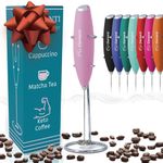 Elementi Milk Frother Electric - Coffee Whisk - Hand Frother for Coffee - Pink Coffee Maker - Coffee Frother Handheld - Pink Kitchen Appliances (Light Pink)