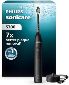 Philips Sonicare 5300 Electric Toothbrush, Sonic Toothbrush with 2 Intensity Levels, Pressure Alert, EasyStart, SmarTimer and BrushPacer, Black, Model HX7101/01 [New Technology]