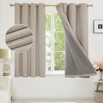 Deconovo Faux Linen 100% Blackout Curtains Eyelet, Thermal Curtains with Coating Back Layer, Noice Reducing Linen Curtains for Nursery, 52 x 63 Inch(Width x Length), Taupe, One Pair