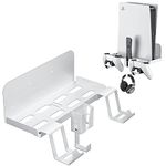 Aceshop PS5 Wall Mount, 5 in 1 Playstation 5 Wall Mount (Disc and Digital Edition) Wall Bracket for Playstation 5 with Detachable Controller Holder & Headphone Hanger & Remote Control Bracket (White)