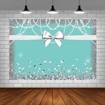 Breakfast Blue White Bowknot Diamond Birthday Photo Backdrops Glitter Sweet 16 Turquoise Photography Background Baby Shower Bridal Shower Wedding Party Decorations Banner