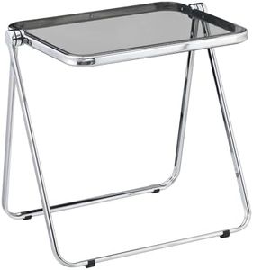 KAIHAOWIN Folding TV Tray Table- Clear Acrylic Foldable Table No Assembly Required Tiny Desk for Home Office Side Table Small Computer Desk for Small Spaces-Gray