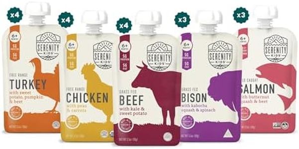 Serenity Kids 6+ Months Ethically Sourced Meat Baby Food Puree Pouches Variety Pack - 18 count (3.5 oz pouches) - No Added Sugar or Sugary Fruits - BPA & Allergen Free Natural Ingredients
