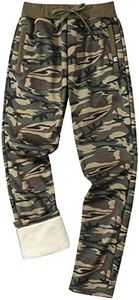Gihuo Men's Sherpa Lined Athletic Sweatpants Winter Warm Track Pants Straight Leg Athletic Pants(02GreenCamo-XXL)