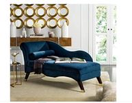 Antiq Furniture Store Rosewood 2-Seater Settee Sofa Diwan Couch Chaise Lounge for Home and Living Room (Dark Blue)