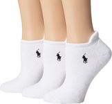 Lauren By Ralph Lauren Women's Heel Tab Cushion Sole Cotton Ped 3 Pack Socks 9-11 (Us Women's Size 4-10.5) White