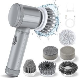 HFLYJPYW Electric Spin Scrubber - Shower Scrubber,Bathroom Scrubber Electric,for Cleaning Tub, Floor, Tile, Window, Sink, Kitchen Cleaning with 6 Electric Cleaning Brush Head (8)