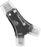 [MFi Certified] 4in1 SD Card Reader for iPhone That Reads Both SD TF Memory simultaneously,for Trail Camera/Hunting Game Camera Viewer Plays Video Photo on All Latest Apple iOS