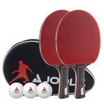 JOOLA Duo PRO Table Tennis Set of 2 Table Tennis Bats + 3 Balls + Cover Red / Black 6 Pieces